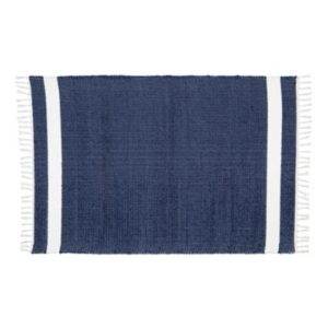 Amelia Jackson Dhurrie Tabby Rug -Navy/White Stripe