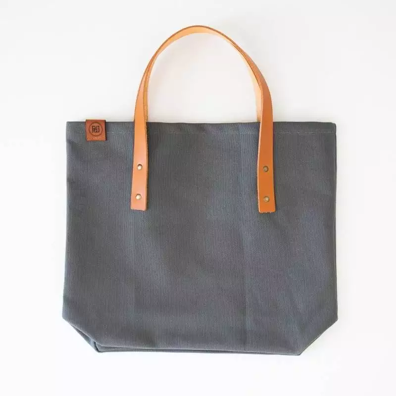 PdJ Canvas & Leather Shopping Bag – Grey
