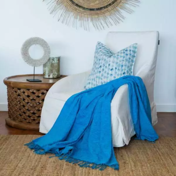 Aranda Chenille Throw - Malibu Blue