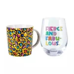 Maxwell & Williams Kasey Rainbow Wild at Heart Mug & Glass Set Wild Yellow