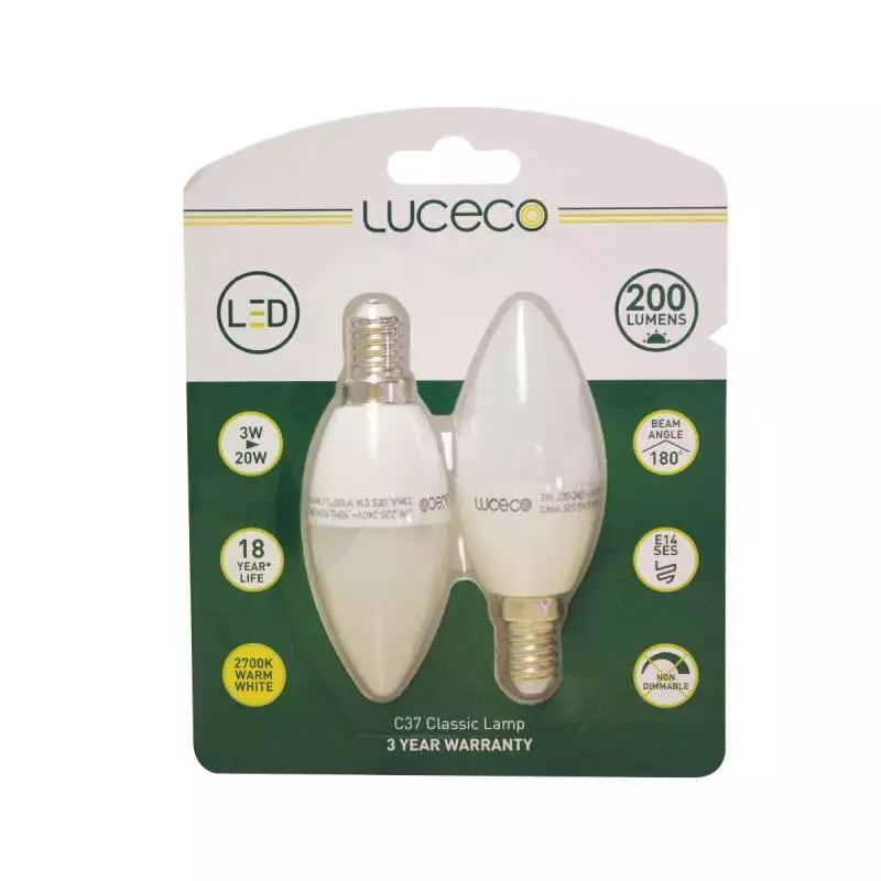 Luceco LC14W3W25/2 B35 2PK Candle