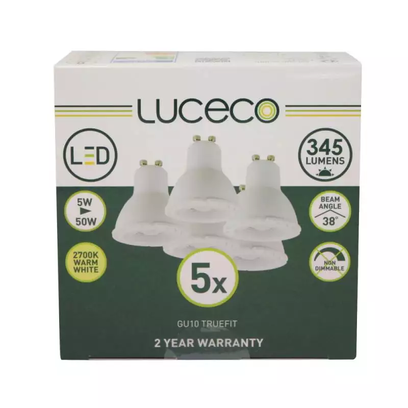 Luceco LGW5W37/5-01 5PK GU10 LED Lamp