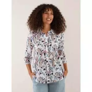 YARRA TRAIL FINER PRINTED FRONT PIN TUCK BLOUSE