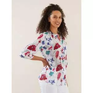 YARRA TRAIL FLORAL PRINT ON WHITE BLOUSE