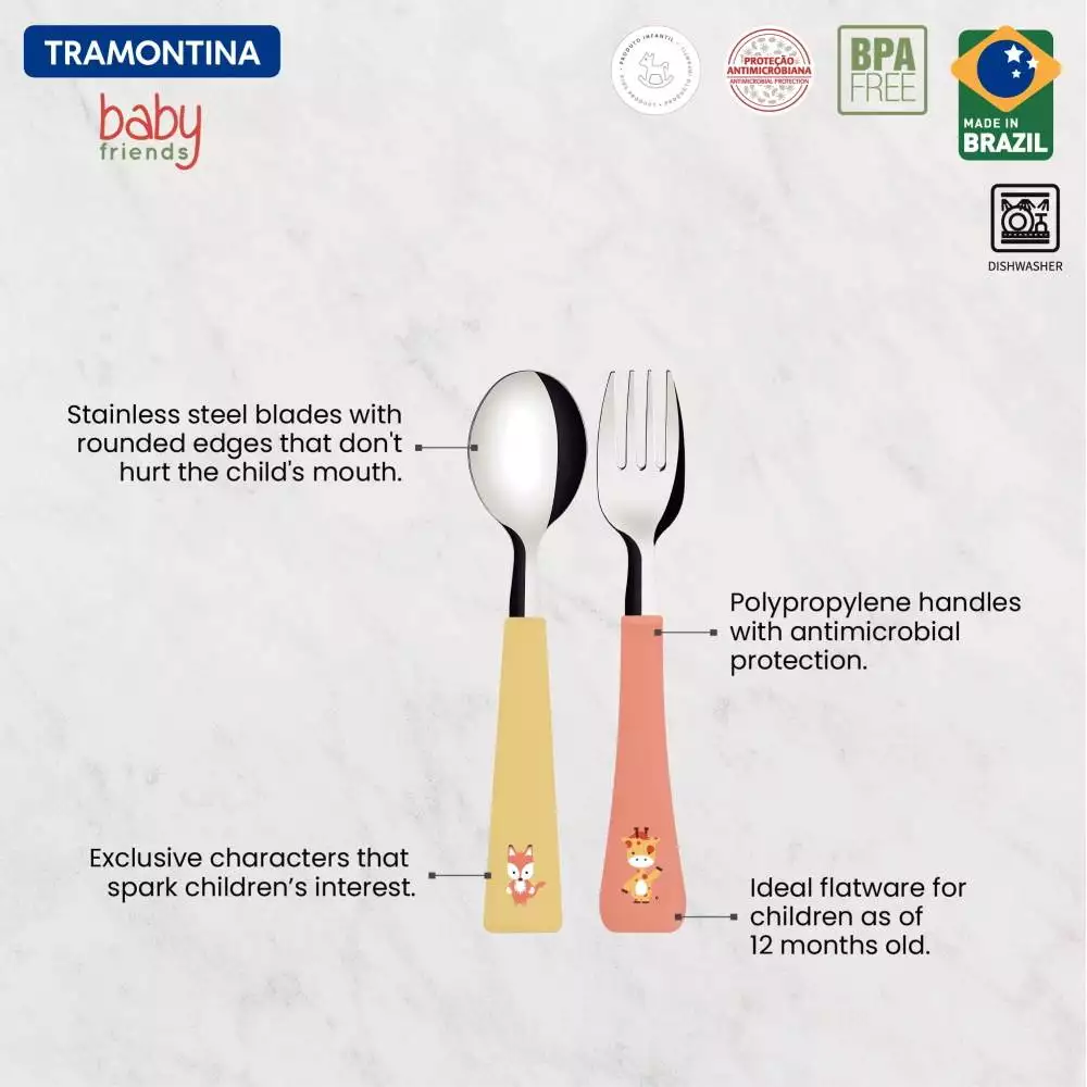 Tramontina Baby Friends 2-Piece Childrens Flatware Set