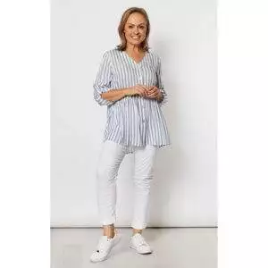 THREADZ INDIGO STRIPE BLOUSE