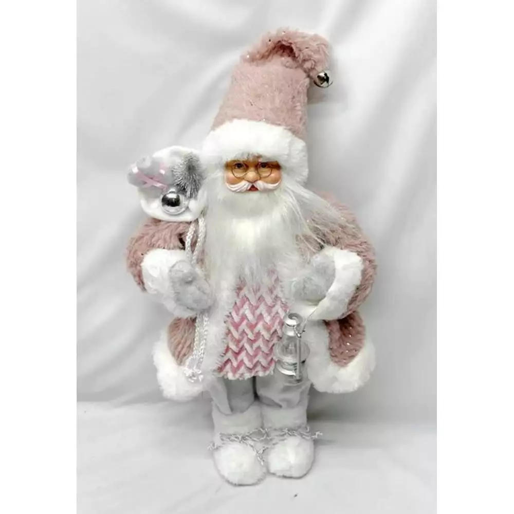 Pink Santa With Lantern 30cm