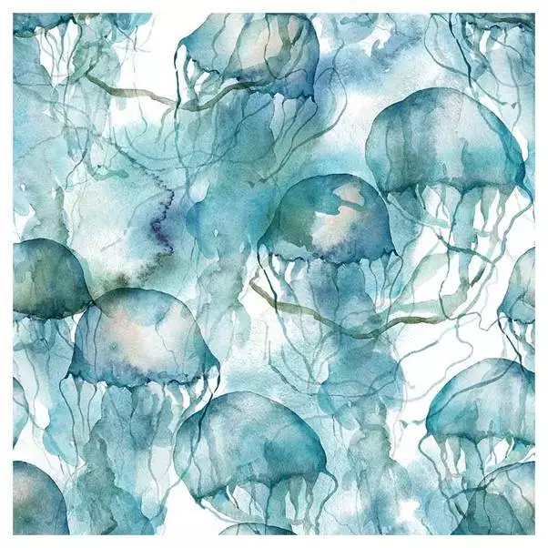 Blue Ocean Watercolour Jellyfish Scatter Cushion