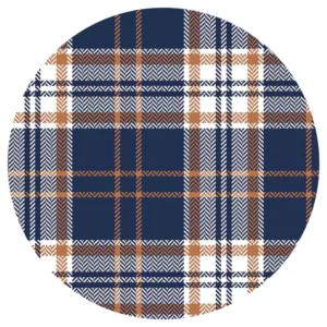 Navy And Gold Plaid Pattern Round Coaster Set Of 4