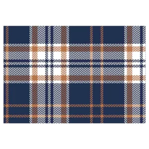 Navy And Gold Plaid Pattern Round Placemat