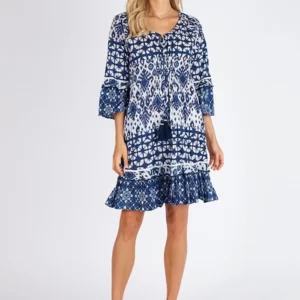 ASHLEY PRINTED FRONT RUCHED DRESS