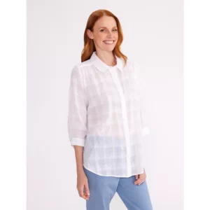 YARRA TRAIL WHITE EMBROIDERY FLOWER SHIRT