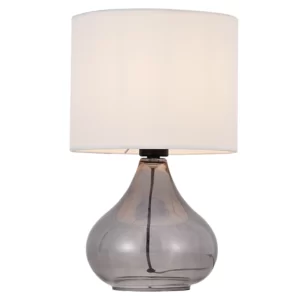 Bright Star Lighting Smoked Glass Table Lamp With Fabric Shade TL674