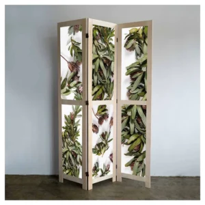 Watercolour Green Leaves Room Divider