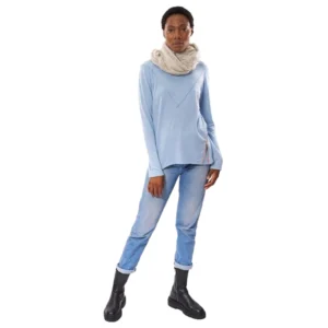 Soul Light Blue Round Neck Zip Top