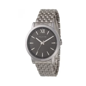 Hallmark Gents Silver Bracelet Black Dial Watch