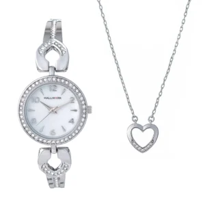 Hallmark Ladies Silver Watch With Pendant Box Set