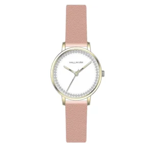 Hallmark Ladies Leather Pink Strap Silver Dial