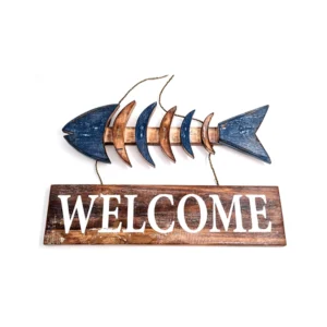 Welcome sign with bony fish (28 x 40cm)