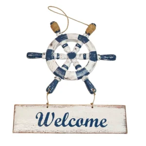 Welcome sign with ship wheel (30cm)