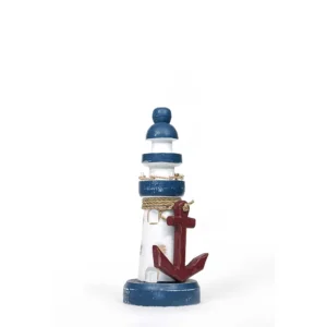 Wood lighthouse red anchor (20cm)
