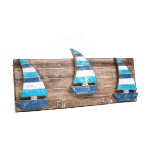 Wood hanger – Boats 2 hooks (40x15cm)